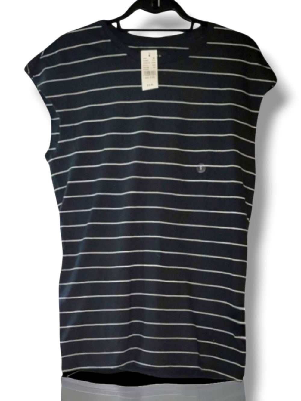 PACSUN Men's Black Striped Sleeveless T-Shirt